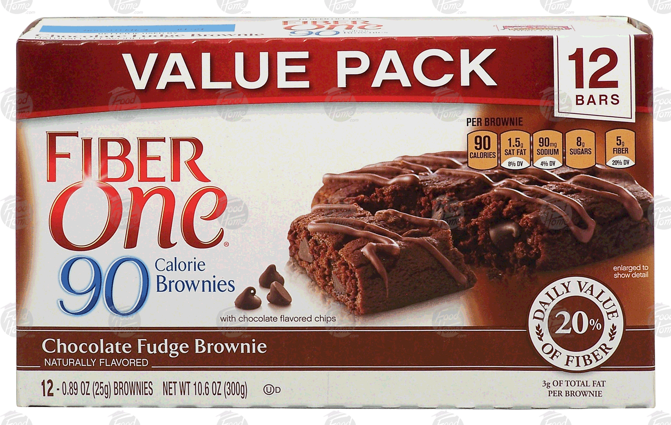 Fiber One 90 Calorie chocolate fudge brownie with chocolate flavored chips Full-Size Picture